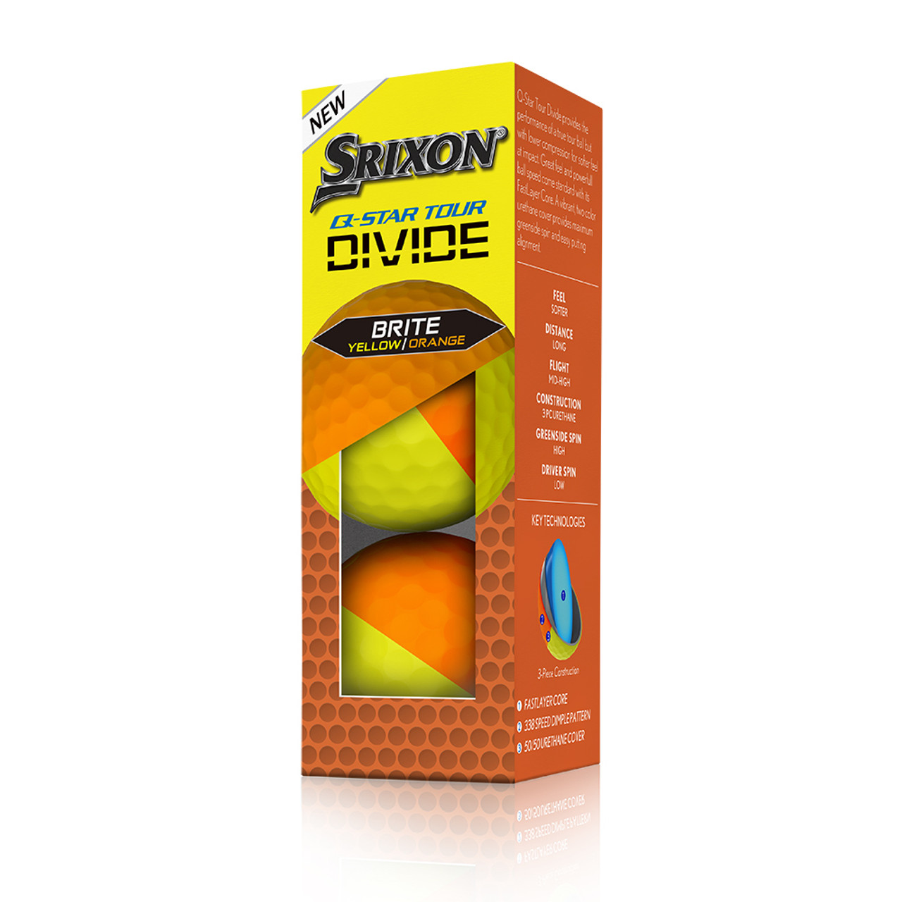 Srixon Q-Star Tour Divide 2 Golf Balls - Brite Yellow